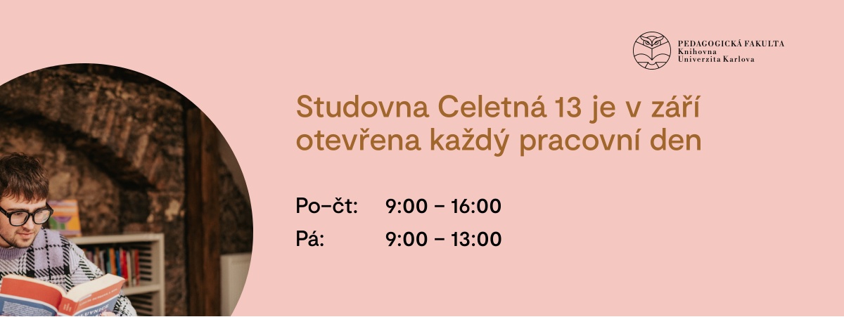 Letáček s otevírací dobou knihovny, v textové formě ho najde dále na stránce